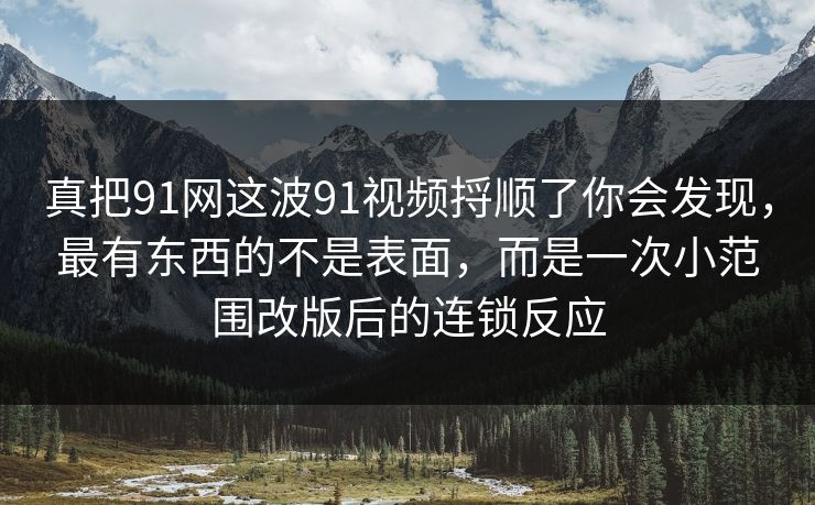 真把91网这波91视频捋顺了你会发现，最有东西的不是表面，而是一次小范围改版后的连锁反应