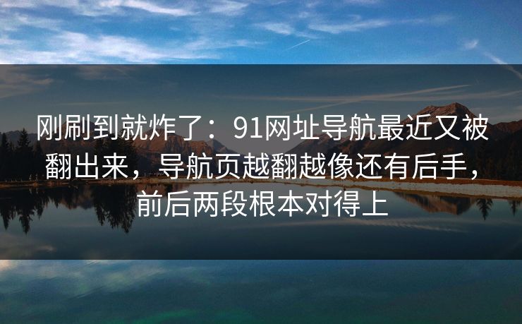 刚刷到就炸了：91网址导航最近又被翻出来，导航页越翻越像还有后手，前后两段根本对得上