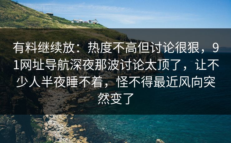 有料继续放：热度不高但讨论很狠，91网址导航深夜那波讨论太顶了，让不少人半夜睡不着，怪不得最近风向突然变了