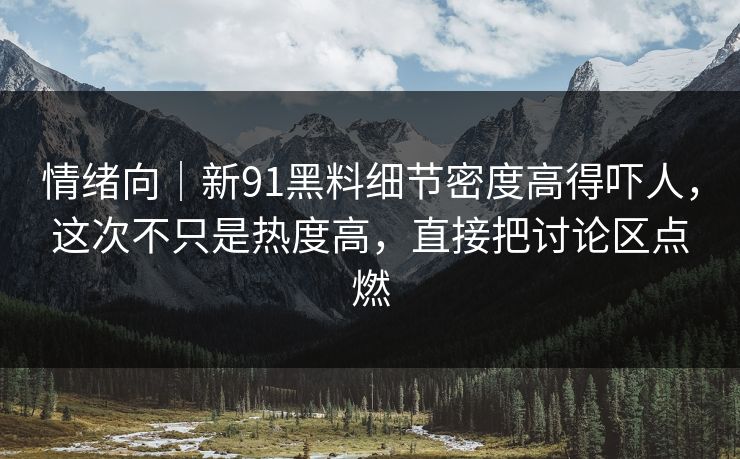 情绪向｜新91黑料细节密度高得吓人，这次不只是热度高，直接把讨论区点燃