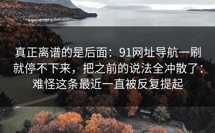 真正离谱的是后面：91网址导航一刷就停不下来，把之前的说法全冲散了：难怪这条最近一直被反复提起