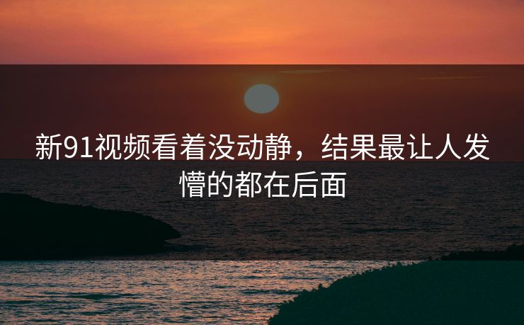 新91视频看着没动静，结果最让人发懵的都在后面