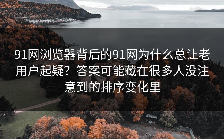 91网浏览器背后的91网为什么总让老用户起疑？答案可能藏在很多人没注意到的排序变化里