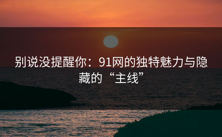 别说没提醒你：91网的独特魅力与隐藏的“主线”