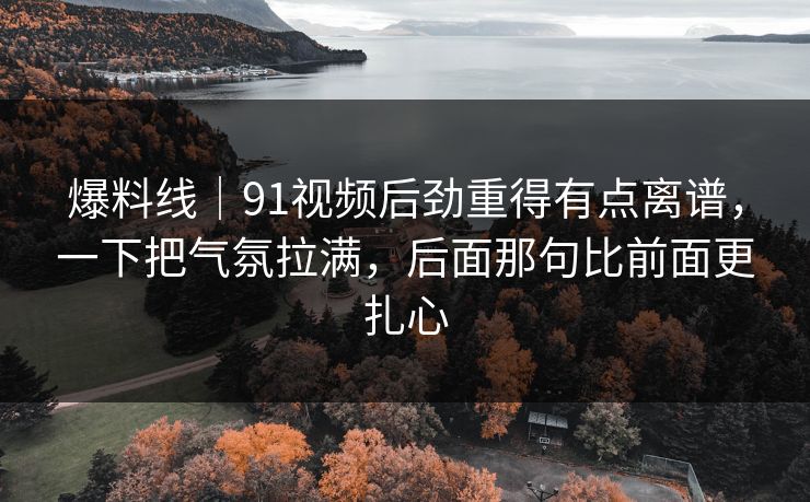 爆料线｜91视频后劲重得有点离谱，一下把气氛拉满，后面那句比前面更扎心