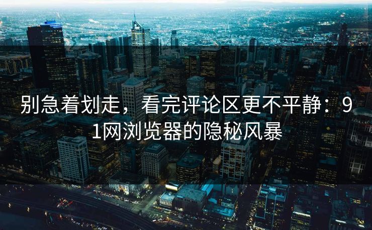 别急着划走，看完评论区更不平静：91网浏览器的隐秘风暴
