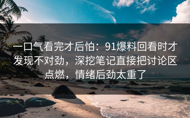 一口气看完才后怕:91爆料回看时才发现不对劲,深挖笔记直接把讨论区点燃,情绪后劲太重了