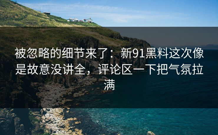 被忽略的细节来了:新91黑料这次像是故意没讲全,评论区一下把气氛拉满