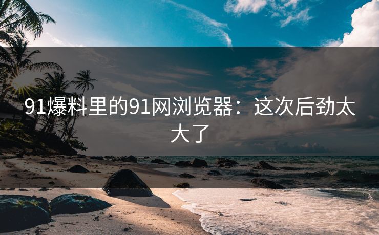 91爆料里的91网浏览器：这次后劲太大了